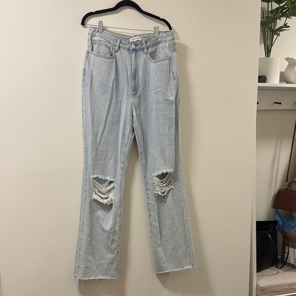 Who What Wear Light Wash Distressed Straight-Leg Jeans